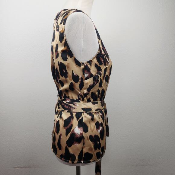 Never Fully Dress Leopard Wrap Tank Size US 4 Brown NWT Sleeveless - Picture 2 of 7